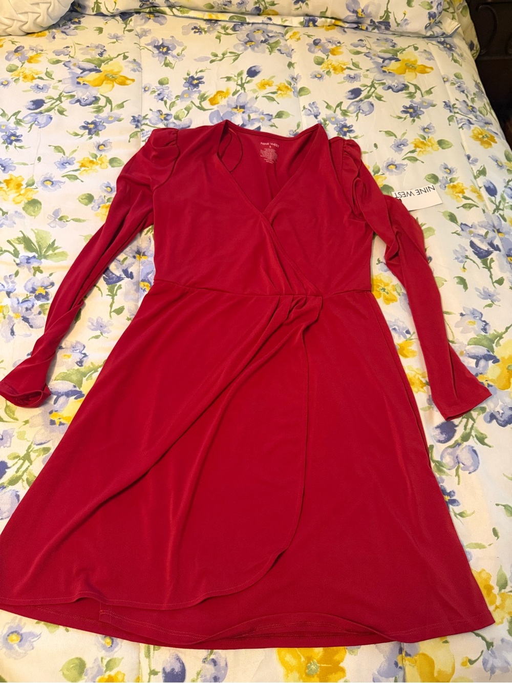 Nine West size S NWT Red Long-Sleeve Wrap Dress - Women